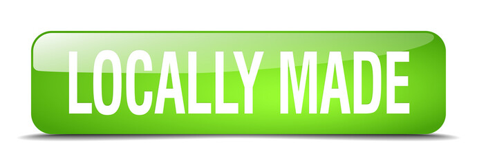 locally made green square 3d realistic isolated web button