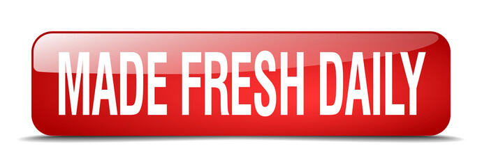 made fresh daily red square 3d realistic isolated web button