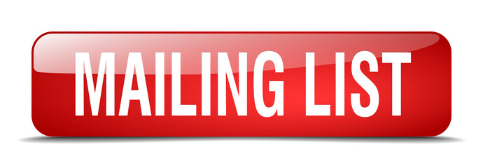 mailing list red square 3d realistic isolated web button