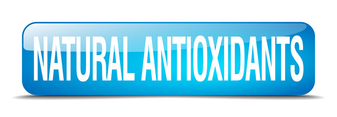 natural antioxidants blue square 3d realistic isolated web button