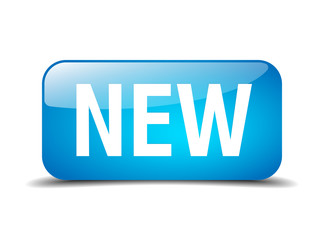 new blue square 3d realistic isolated web button