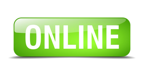 online green square 3d realistic isolated web button
