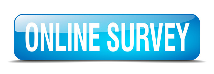 online survey blue square 3d realistic isolated web button