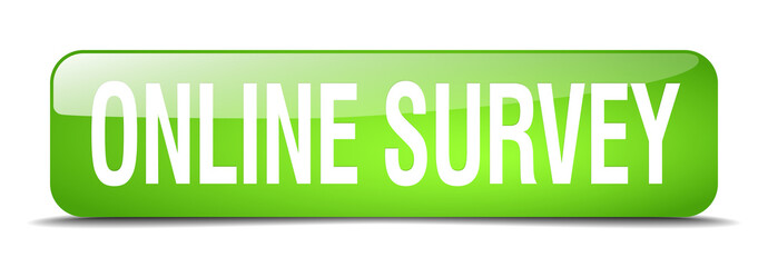 online survey green square 3d realistic isolated web button