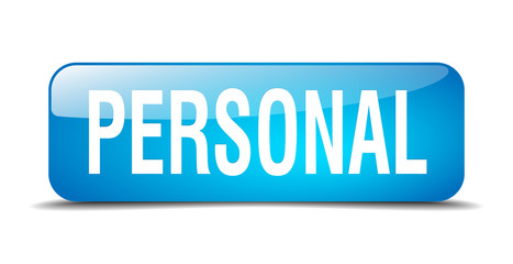 personal blue square 3d realistic isolated web button