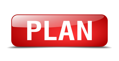 plan red square 3d realistic isolated web button
