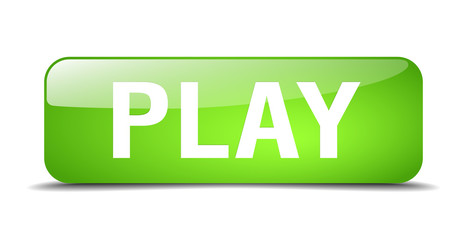 play green square 3d realistic isolated web button
