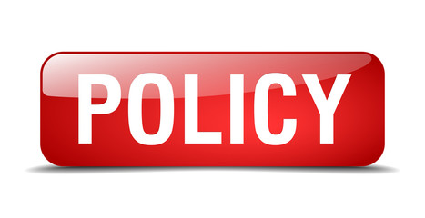 policy red square 3d realistic isolated web button