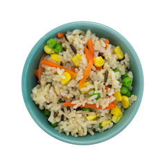 Bowl of wild and brown rice with veggies