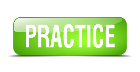 practice green square 3d realistic isolated web button