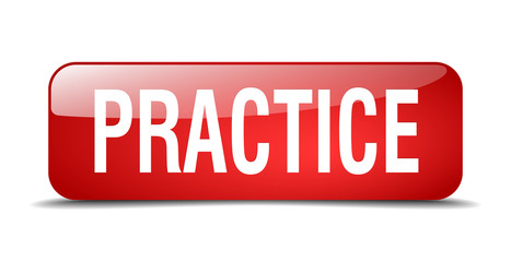 practice red square 3d realistic isolated web button