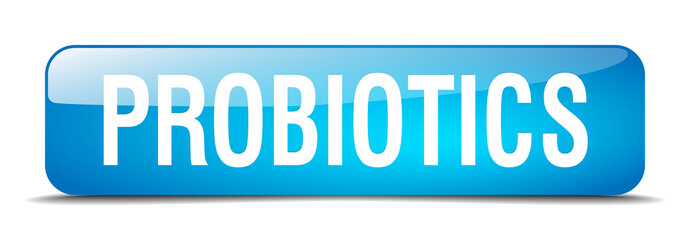 probiotics blue square 3d realistic isolated web button
