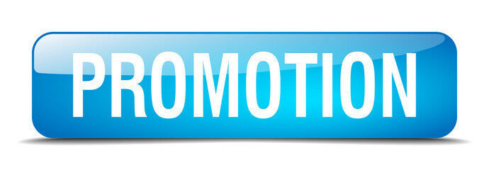 promotion blue square 3d realistic isolated web button
