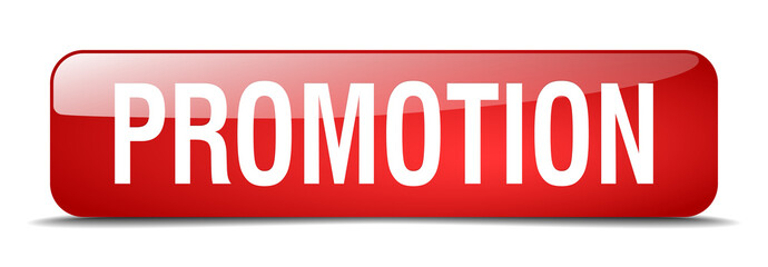 promotion red square 3d realistic isolated web button