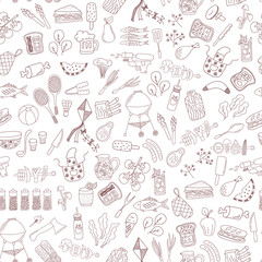 seamless doodle barbecue pattern