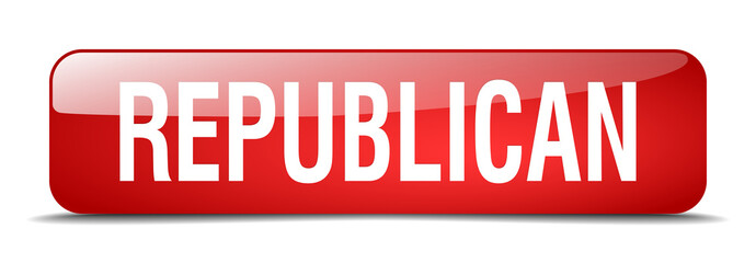 republican red square 3d realistic isolated web button
