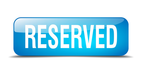 reserved blue square 3d realistic isolated web button