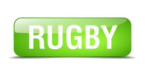 rugby green square 3d realistic isolated web button