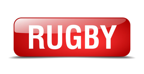 rugby red square 3d realistic isolated web button