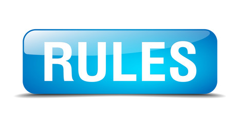 rules blue square 3d realistic isolated web button