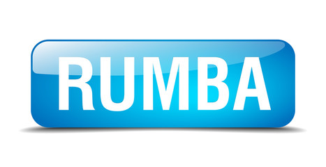 rumba blue square 3d realistic isolated web button