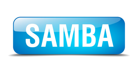 samba blue square 3d realistic isolated web button