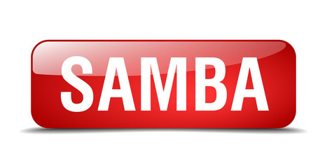 samba red square 3d realistic isolated web button