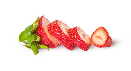 In front sliced fresh juicy strawberries