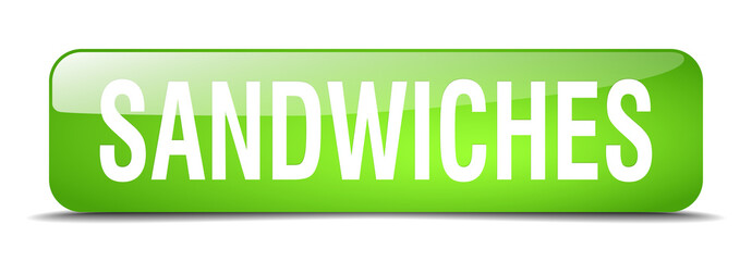 sandwiches green square 3d realistic isolated web button