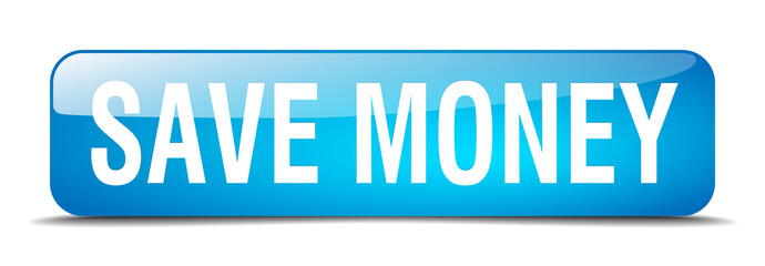save money blue square 3d realistic isolated web button