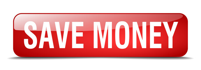 save money red square 3d realistic isolated web button