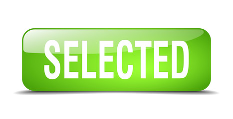 selected green square 3d realistic isolated web button