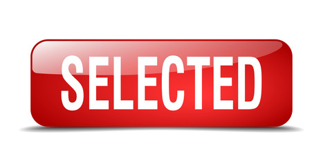 selected red square 3d realistic isolated web button