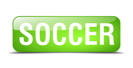 soccer green square 3d realistic isolated web button