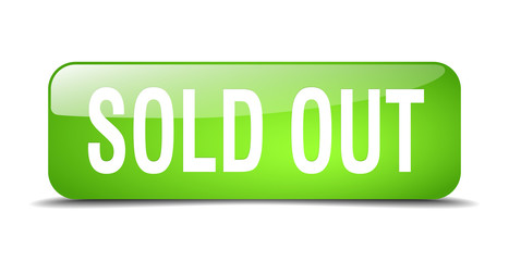 sold out green square 3d realistic isolated web button