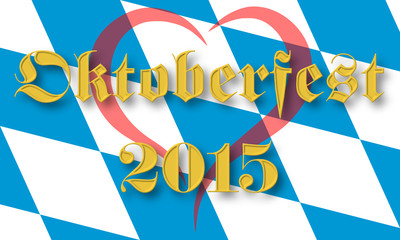 Oktoberfest 2015  - bayerische Rautenflagge mit Herz