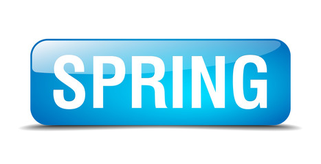 spring blue square 3d realistic isolated web button