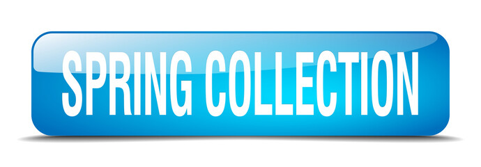 spring collection blue square 3d realistic isolated web button