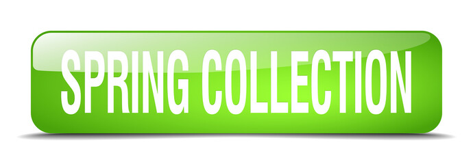 spring collection green square 3d realistic isolated web button