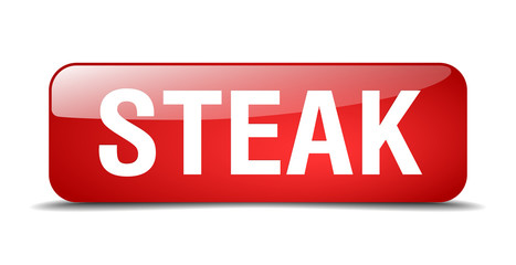 steak red square 3d realistic isolated web button