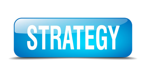 strategy blue square 3d realistic isolated web button