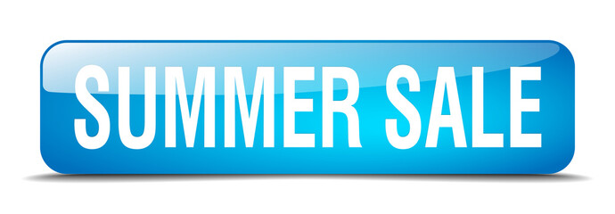 summer sale blue square 3d realistic isolated web button