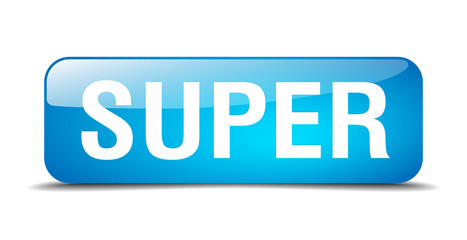 super blue square 3d realistic isolated web button