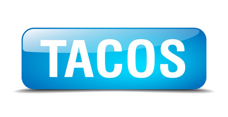 tacos blue square 3d realistic isolated web button