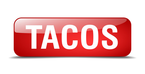 tacos red square 3d realistic isolated web button