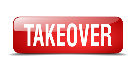 takeover red square 3d realistic isolated web button