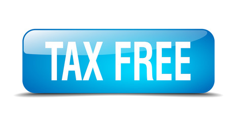 tax free blue square 3d realistic isolated web button
