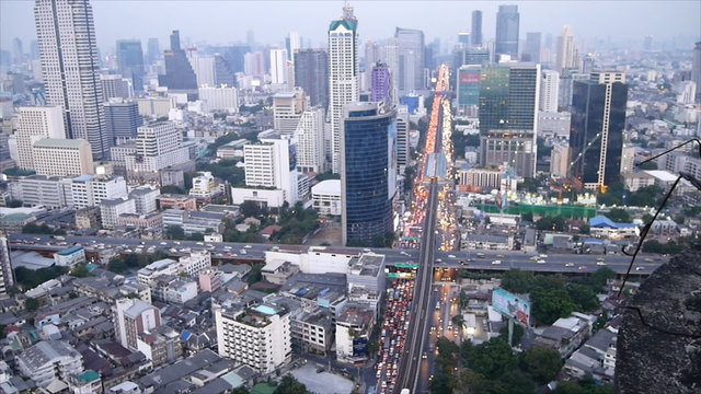 High view of Bangkok transportation at Sathorn road