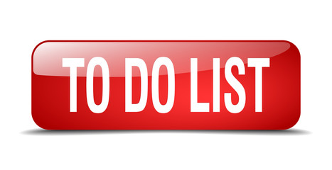 to do list red square 3d realistic isolated web button