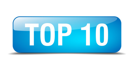 top 10 blue square 3d realistic isolated web button